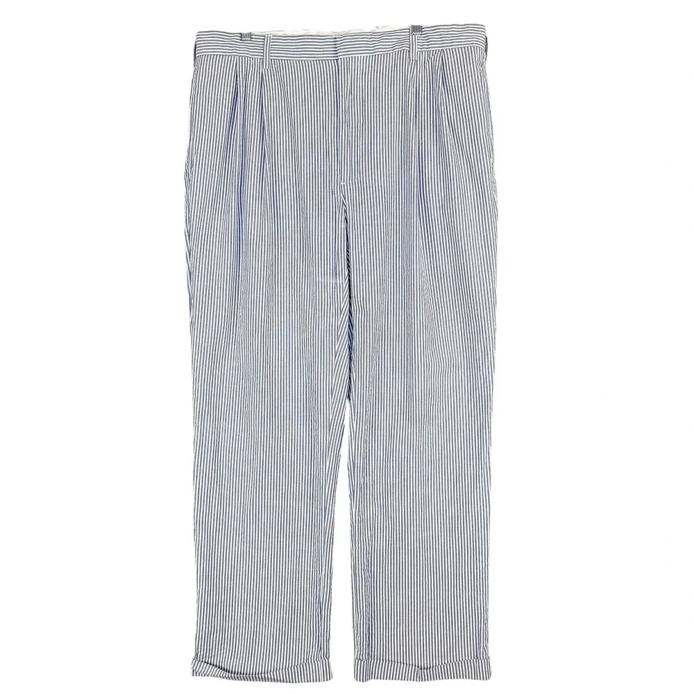 Jos A Bank‎ Dress Pants Mens 38 Blue Striped Classic Fit Pleated Cotton 38x29